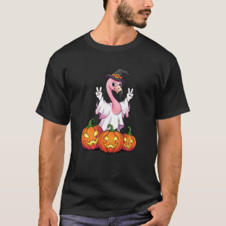 Funny Flamingo Ghost Pumpkin Boo Halloween Kids Me T-Shirt