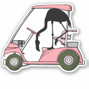 Funny Flamingo Golf Cart and Caddy
