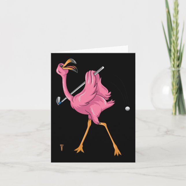Funny Flamingo Golfing Flamingo Golf Flamingo Play Card (Front)