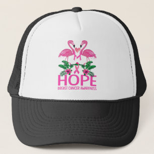Funny Flamingo Hope Flower Lover Breast Cancer Trucker Hat