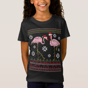 Funny Flamingo Lights Christmas Animals Birds Pink T-Shirt