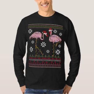 Funny Flamingo Lights Christmas Animals Birds Pink T-Shirt