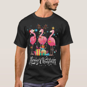 Funny Flamingo Lights Santa Hat Sweater Xmas Tree