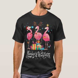 Funny Flamingo Lights Santa Hat Sweater Xmas Tree 