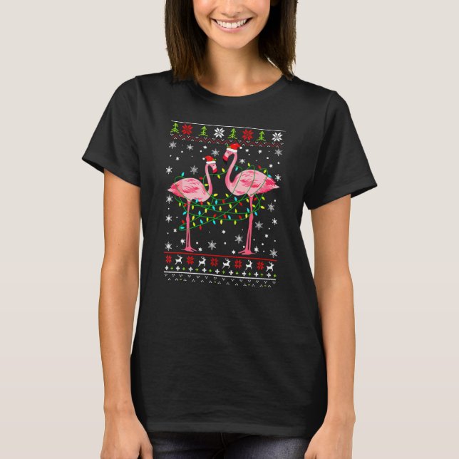 Funny Flamingo Lights Tangled Ugly Sweater Christm (Front)