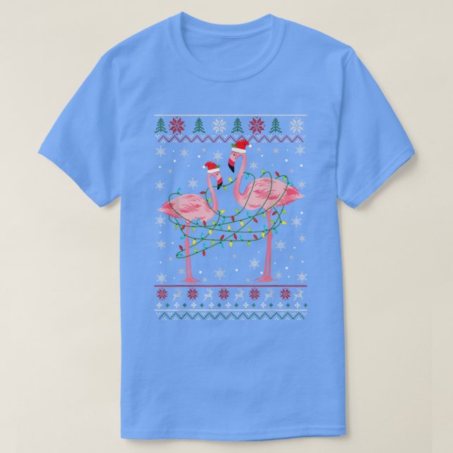 Funny Flamingo Lights Tangled Ugly Sweater Christm (Design Front)