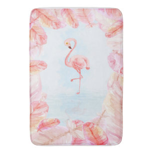 Funny Flamingo Lovers Flamingo Feather Print Art Bath Mat