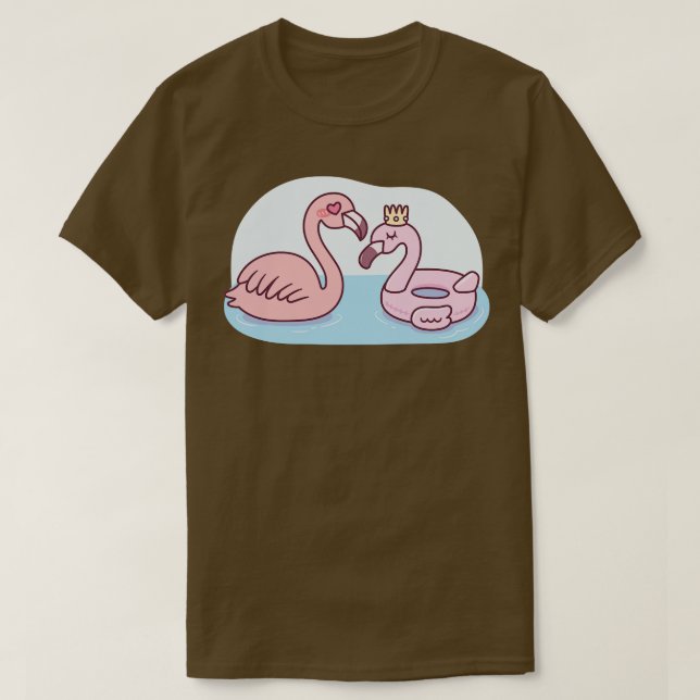 Funny Flamingo Loves Pink Flamingo Pool Float T-Shirt (Design Front)