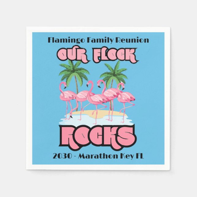 Funny Flamingo Our Flock Rocks Napkin (Front)