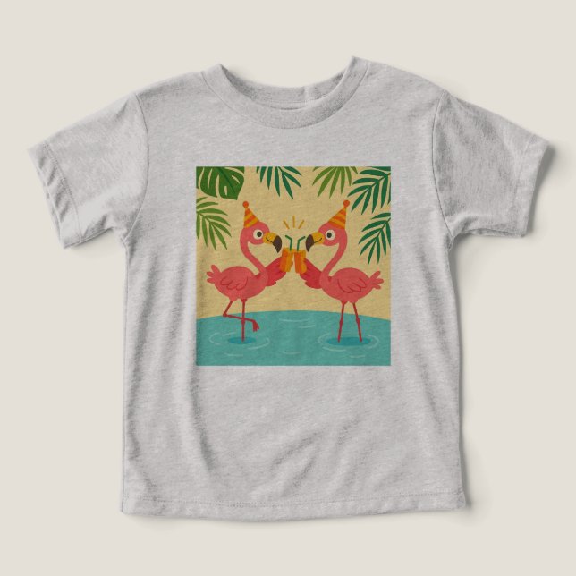 Funny Flamingo Party T-Shirt for Kids (Design Front)