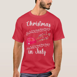 Funny Flamingo Pink Retro Camping Car Christmas in T-Shirt