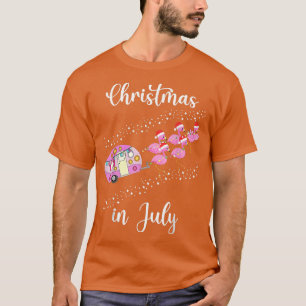 Funny Flamingo Pink Retro Camping Car Christmas in T-Shirt