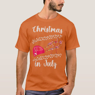 Funny Flamingo Pink Retro Camping Car Christmas in T-Shirt