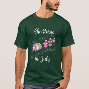 Funny Flamingo Pink Retro Camping Car Christmas In T-Shirt