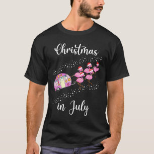 Funny Flamingo Pink Retro Camping Car Christmas In T-Shirt