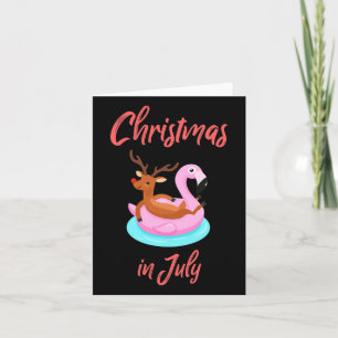 Funny Flamingo Reindeer Christmas In July X-mas Gi Card