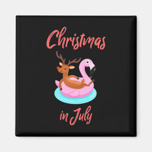 Funny Flamingo Reindeer Christmas In July X-mas Gi Magnet