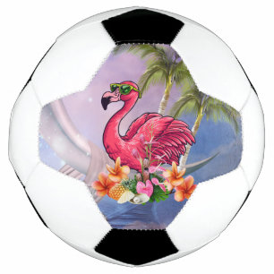 Funny flamingo soccer ball