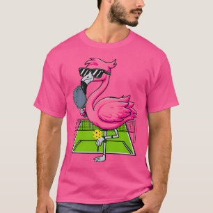 Funny Flamingo Sunglasses Playing Pickleball Flami T-Shirt