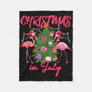 Funny Flamingo Tropical Christmas The Christmas In Fleece Blanket