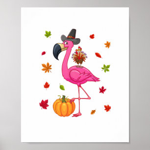 Funny Flamingo Turkey Thanksgiving Pumpkin  Poster