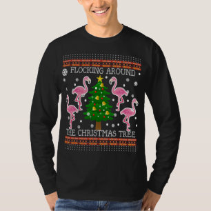 Funny Flamingo Ugly Christmas Tree Snow Sweater Ju