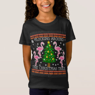 Funny Flamingo Ugly Christmas Tree Snow Sweater Ju