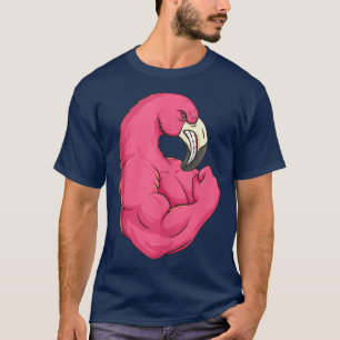 Funny Flamingo Weightlifting Bodybuilder Muscle Fi T-Shirt