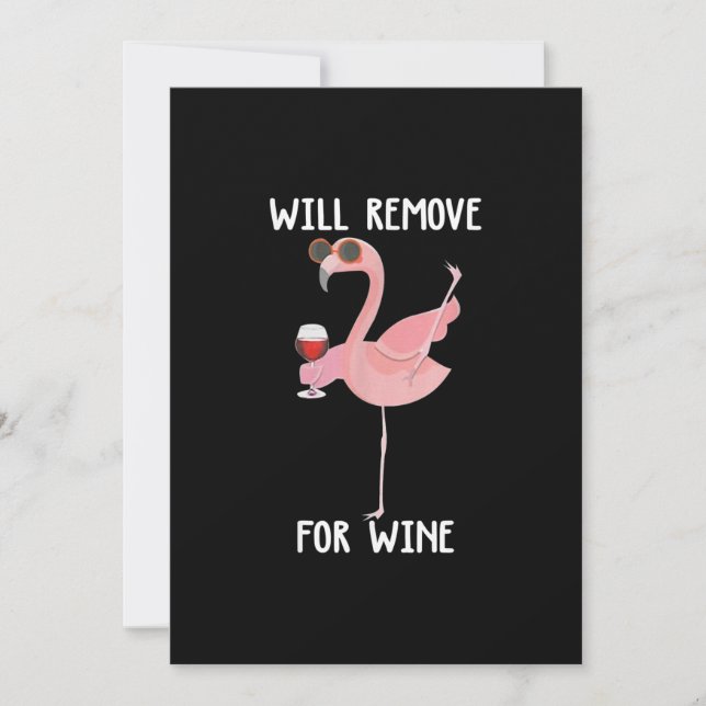 Funny Flamingo Will Remove For Wine Thank You Card (Front)