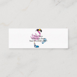 Funny Flamingo with sunglasses   choose back color Mini Business Card