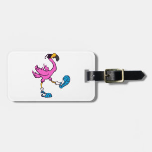 Funny Flamingo with sunglasses   choose back colou Luggage Tag
