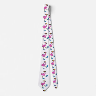 Funny Flamingo with sunglasses choose back colou Tie