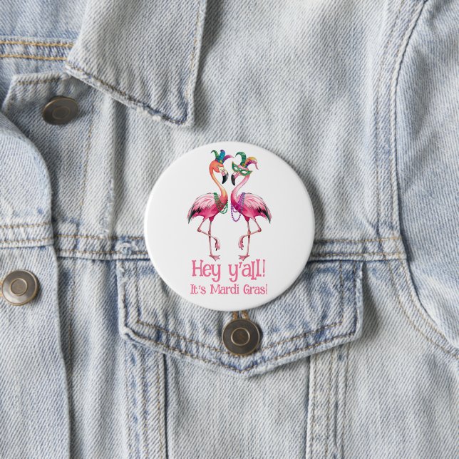Funny Flamingos Mardi Gras Party 7.5 Cm Round Badge (In Situ)