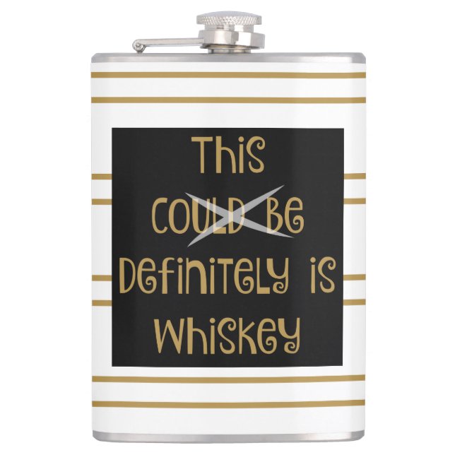 Funny Flask, this could be whiskey (black/gold) Hip Flask (Front)