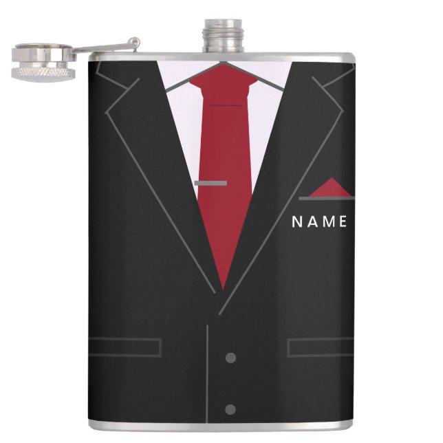 Funny Flasks Gift Business Suit with Custom Name (Opened)