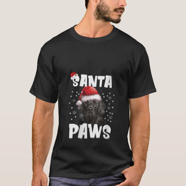Funny Flat Coated Retriever Christmas Lights Tree  T-Shirt (Front)