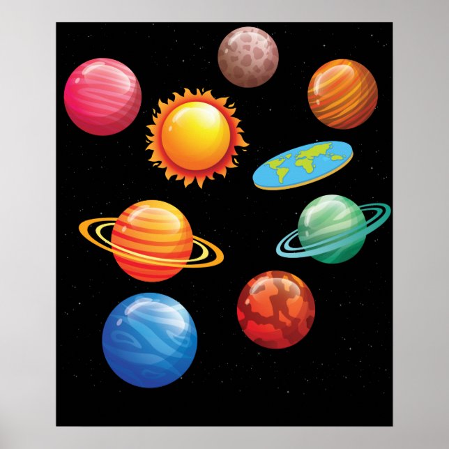 Funny Flat Earth Gift Men Women Flat Earth Poster (Front)