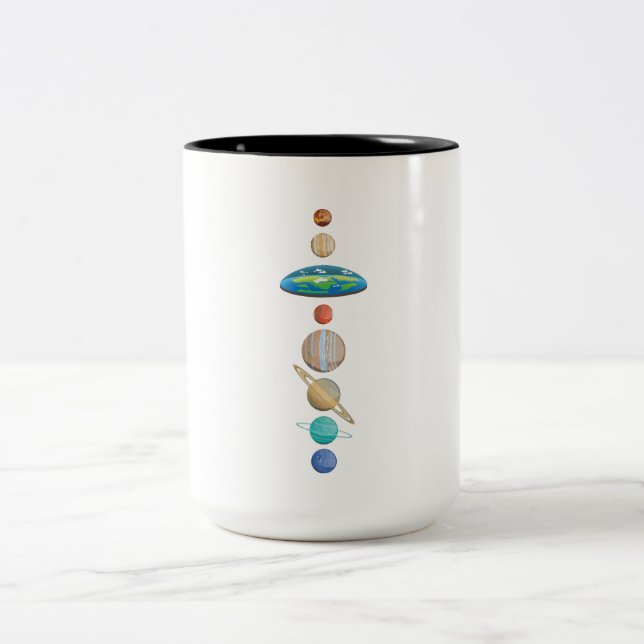 Funny Flat Earther Society Flat Earth Day Two-Tone Coffee Mug (Center)