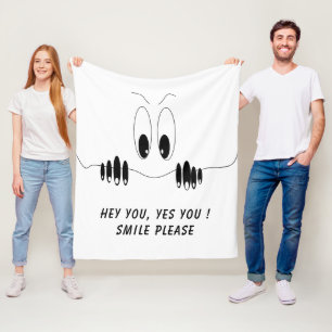 Funny Fleece Blanket Playful Curiosity Eyes Smile