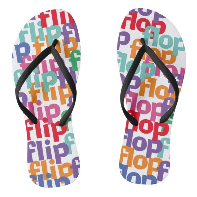 Funny Flip & Flop Colourful Wordplay Pun Lover Jandals (Footbed)
