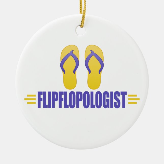 Funny Flip Flops Ceramic Tree Decoration (Front)