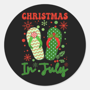 Funny Flip Flops Christmas In July Xmas Beach Vaca Classic Round Sticker