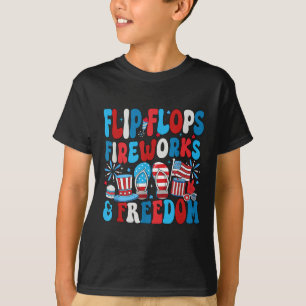 Funny Flip Flops Fireworks And Freedom Independenc T-Shirt