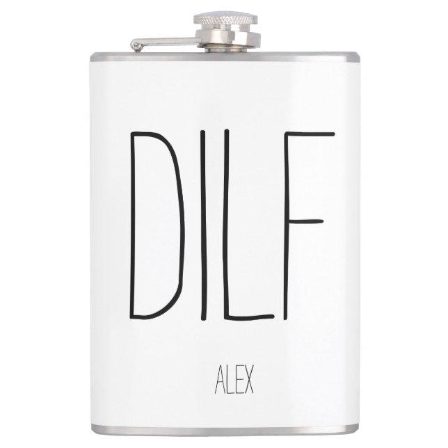 Funny Flirty DILF Hot Dad I'd Like To Custom Name Hip Flask (Front)