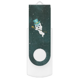 Funny Floating Ghost Top Hat Fancy Cane gold Skull USB Flash Drive