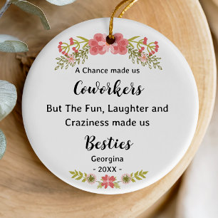 Funny Floral Botanical Coworker Bestie Ceramic Tree Decoration