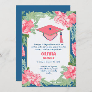 Funny Floral Brilliance Grad Party Invitation