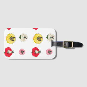 Funny Floral Cat Faces  Luggage Tag