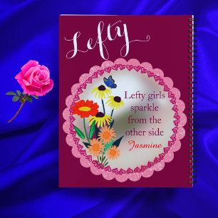 Funny Floral Custom Name Left-Handed School Style Notebook