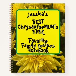 Funny Floral Family Recipies Spiral Notebook